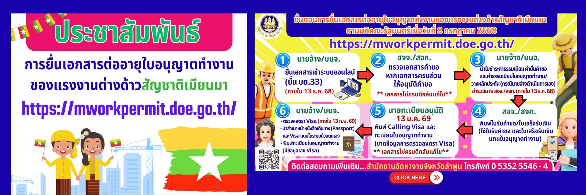 ระบบต่ออายุใบอนุญาตทำงานของคนต่างด้าวสัญชาติเมียนมา