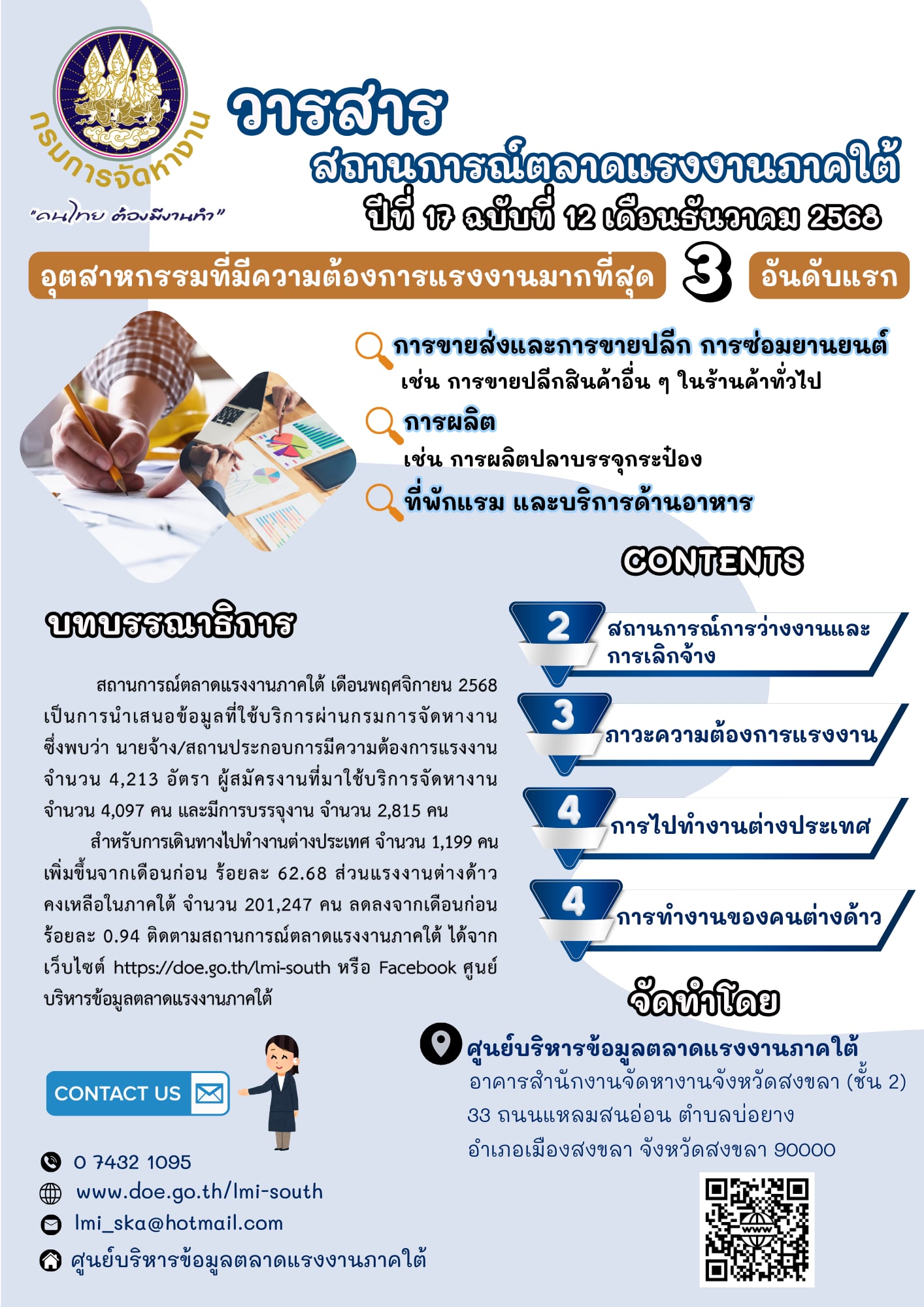 วารสารสถานการณ์ตลาดแรงงานภาคใต้ ปีที่ 17 ฉบับที่ 12 เดือนธันวาคม 2568