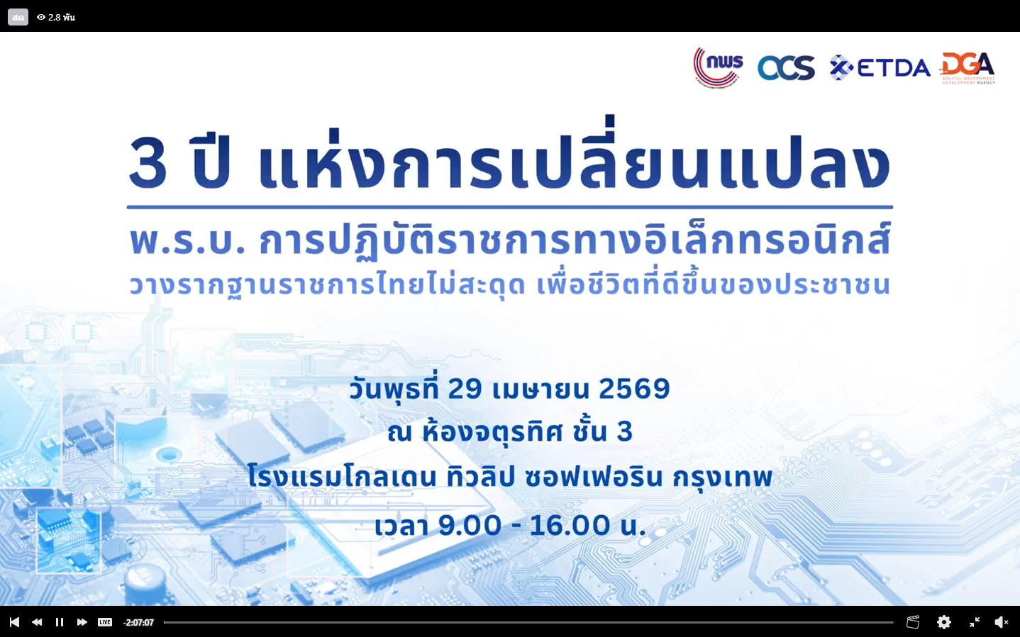 ร่วมการประชุม 3 ปีแห่งการเปลี่ยนแปลง:  พ.ร.บ. การปฏิบัติราชการทางอิเล็กทรอนิกส์วางรากฐานราชการไทย