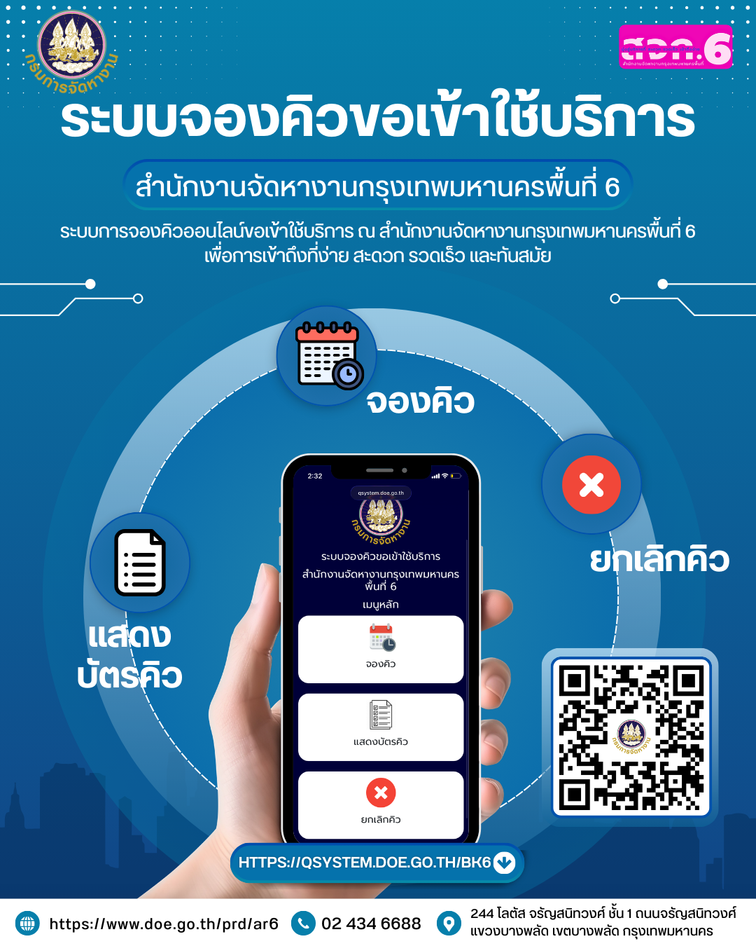 คู่มือการใช้งานระบบจองคิวยอเข้าใช้บริการ DOE