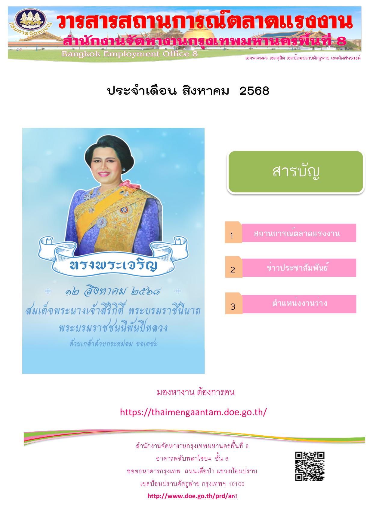 วารสารสถานการณ์ตลาดแรงงาน ประจำเดือน ส.ค.2568	