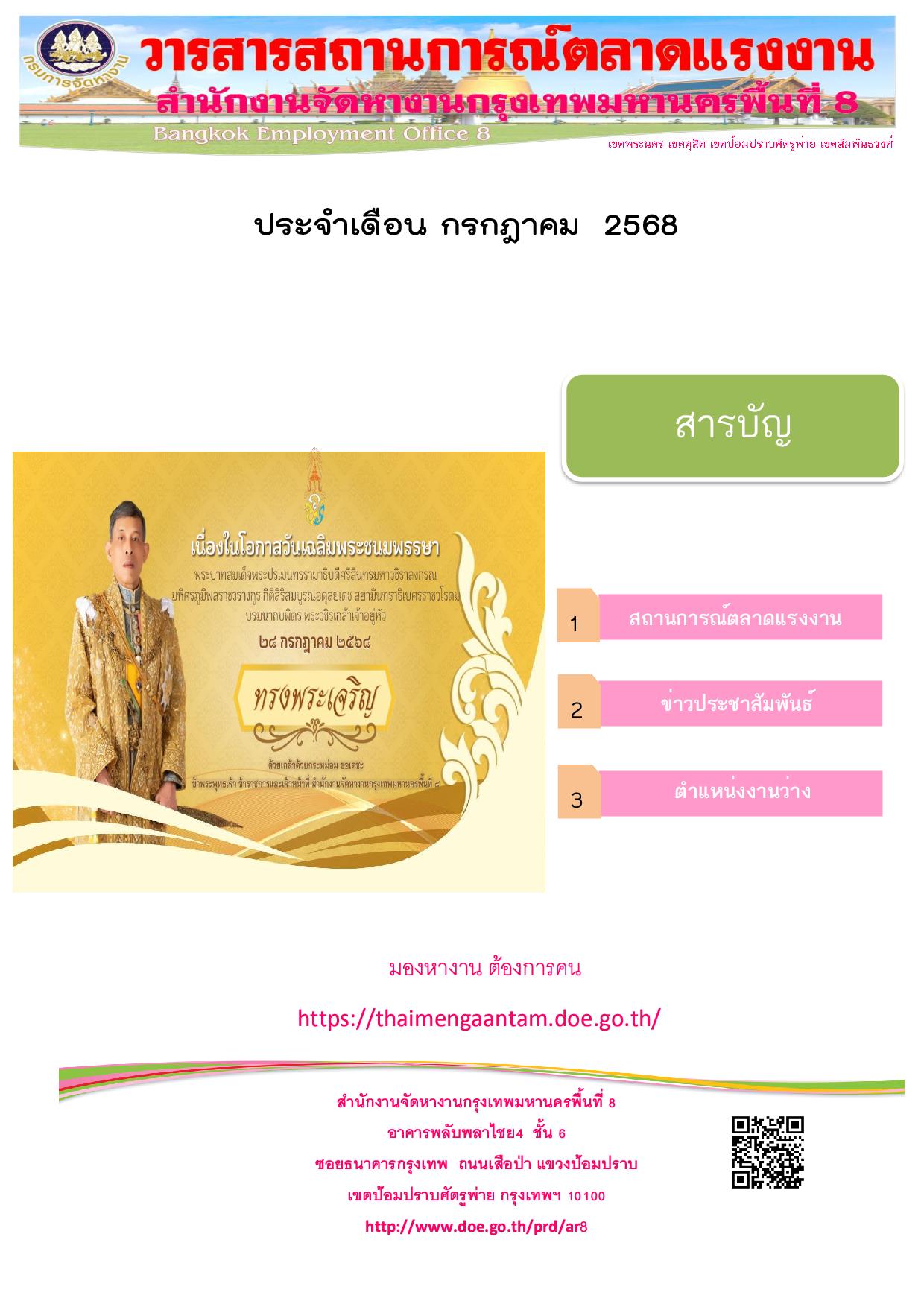 วารสารสถานการณ์ตลาดแรงงาน ประจำเดือน ก.ค.2568
