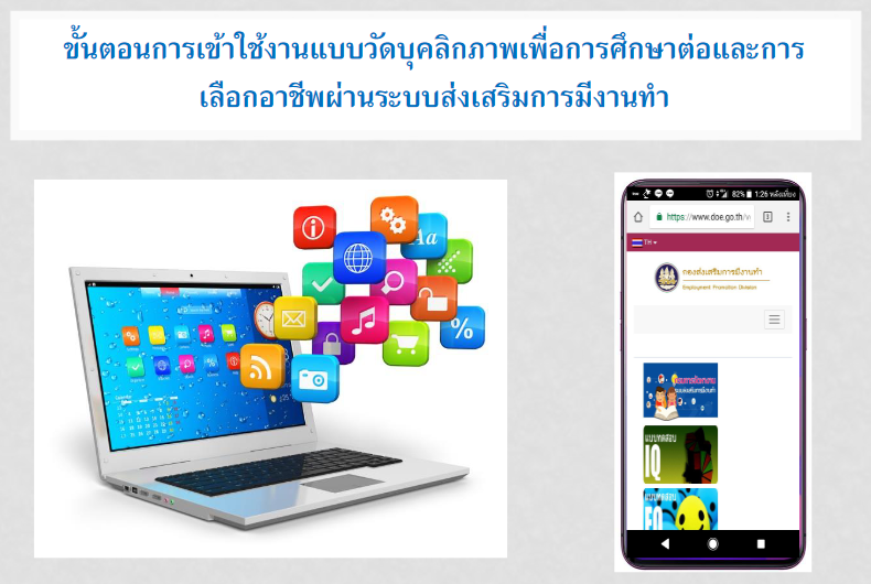 คู่มือทำแบบวัดบุคลิกภาพเพื่อการศึกษาต่อและการเลือกอาชีพผ่านทางมือถือ