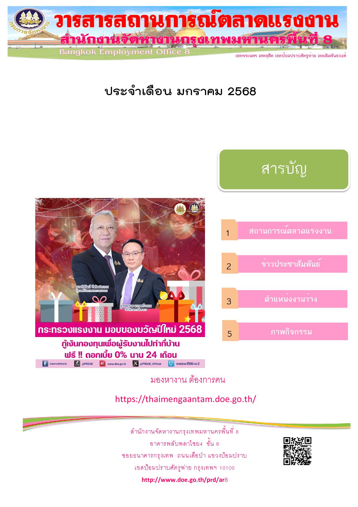 วารสารสถานการณ์ตลาดแรงงาน ประจำเดือน ม.ค.2568