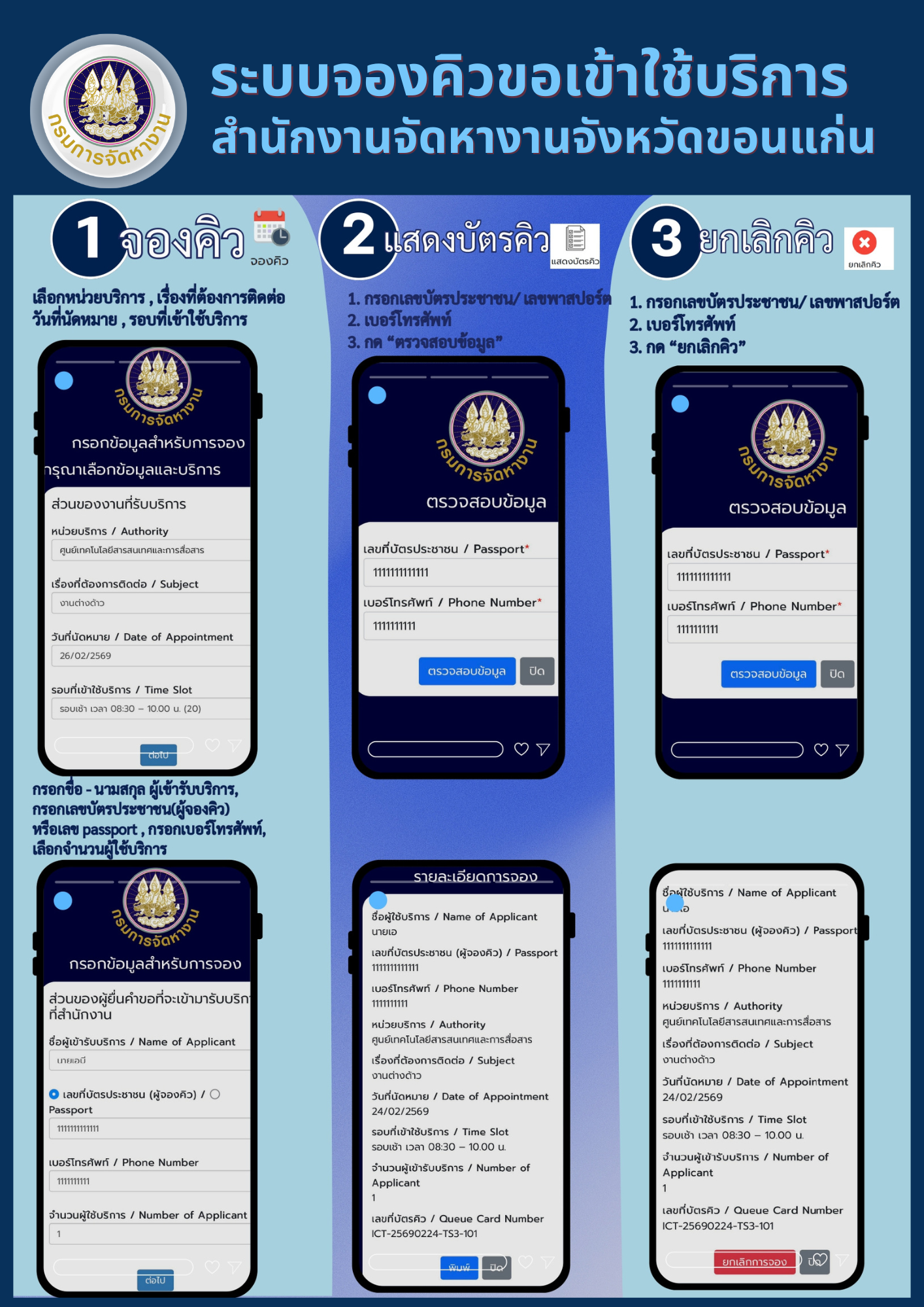 คู่มือการใช้งานจองคิวออนไลน์ สำหรับผู้ใช้บริการ