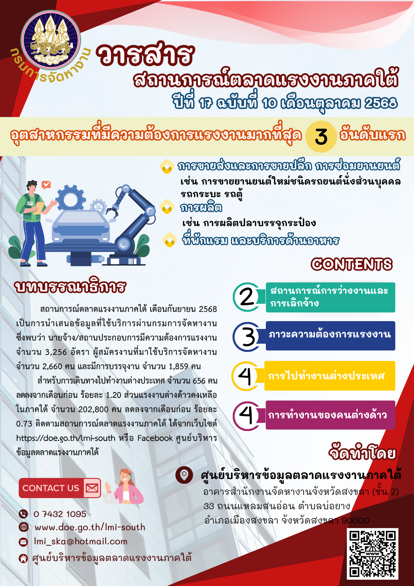 วารสารสถานการณ์ตลาดแรงงานภาคใต้ ปีที่ 17 ฉบับที่ 10 เดือนตุลาคม 2568