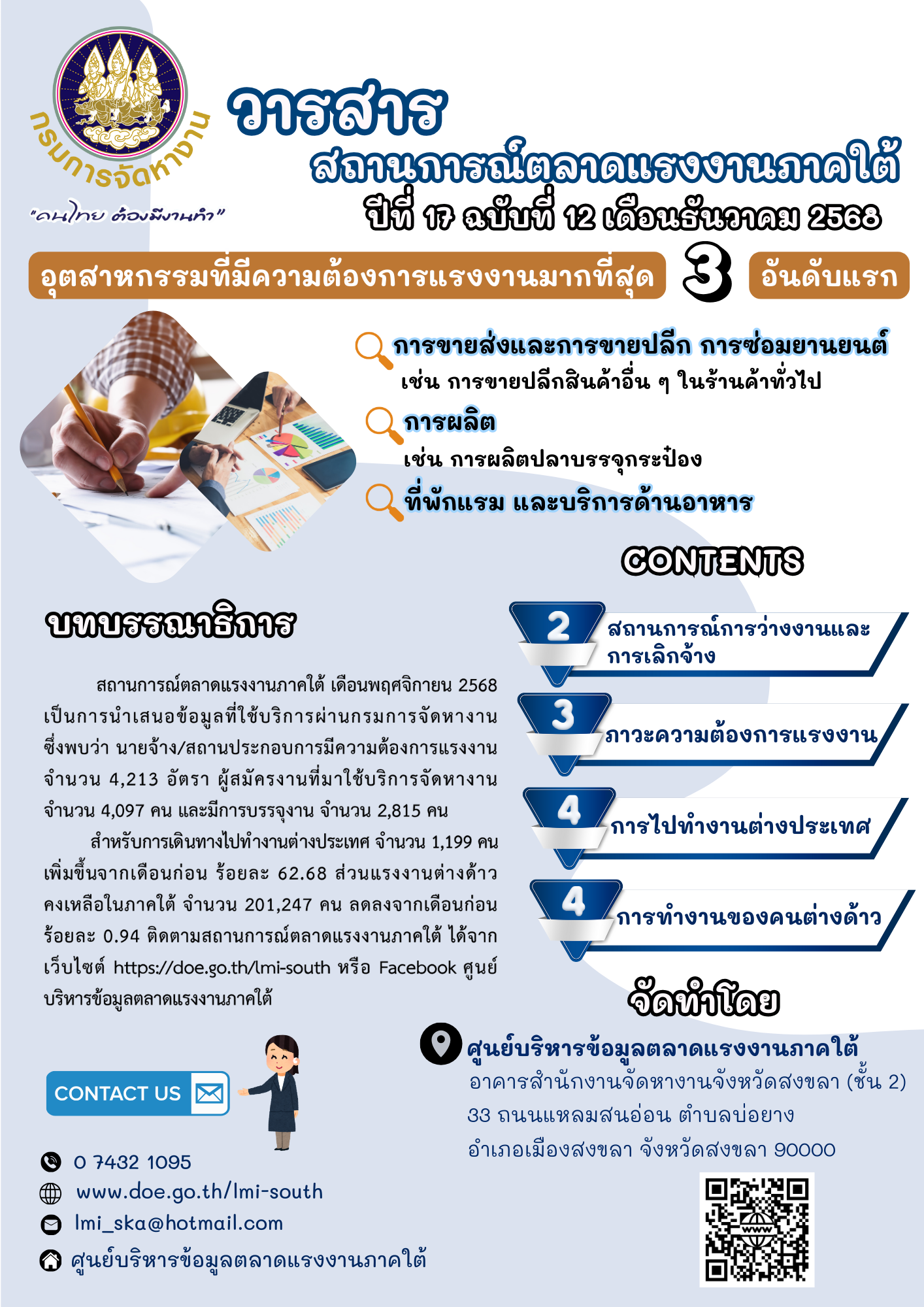 วารสารสถานการณ์ตลาดแรงงานภาคใต้ ปีที่ 17 ฉบับที่ 12 เดือนธันวาคม 2568