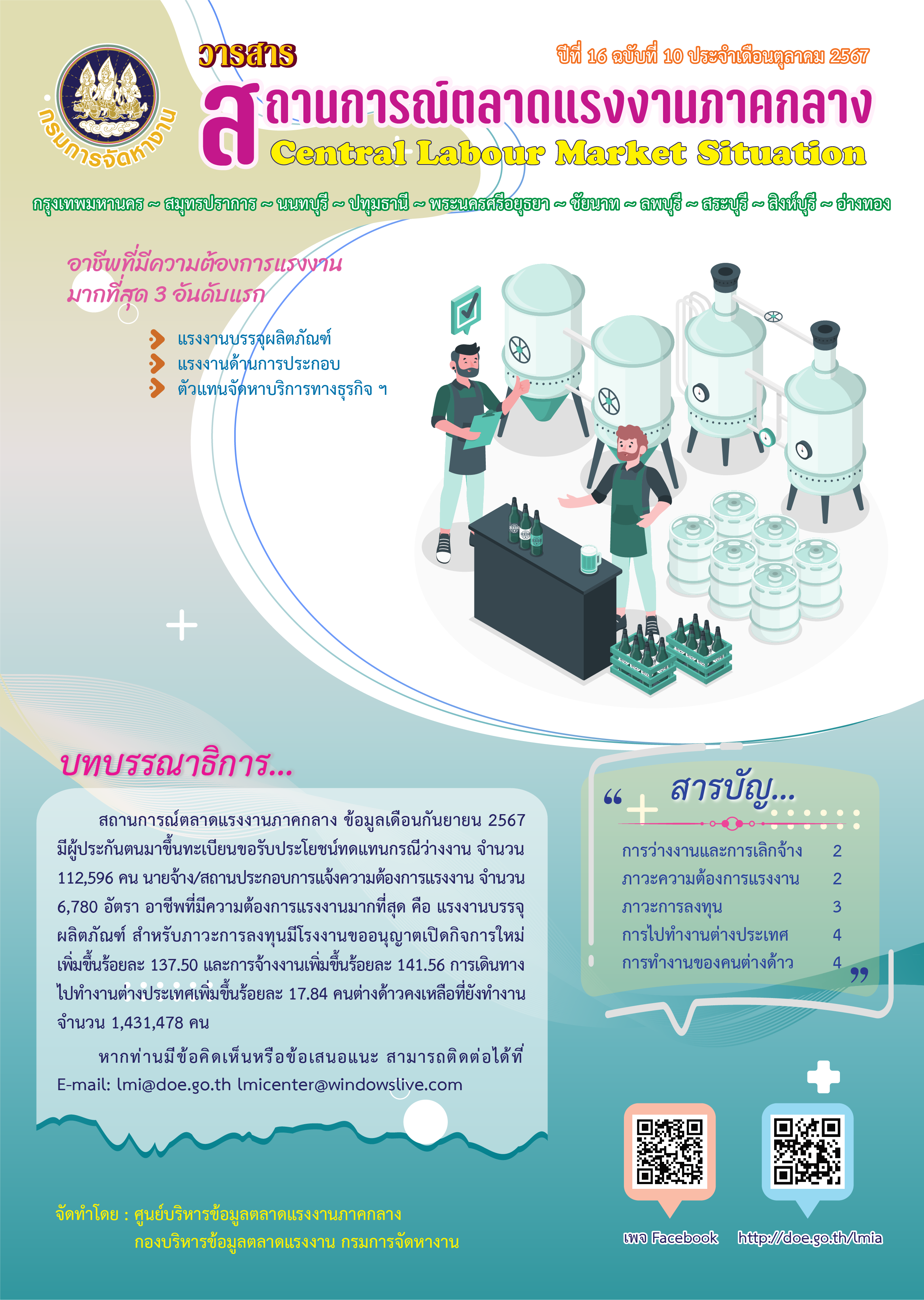 วารสารสถานการณ์ตลาดแรงงานภาคกลาง ประจำเดือนตุลาคม 2567