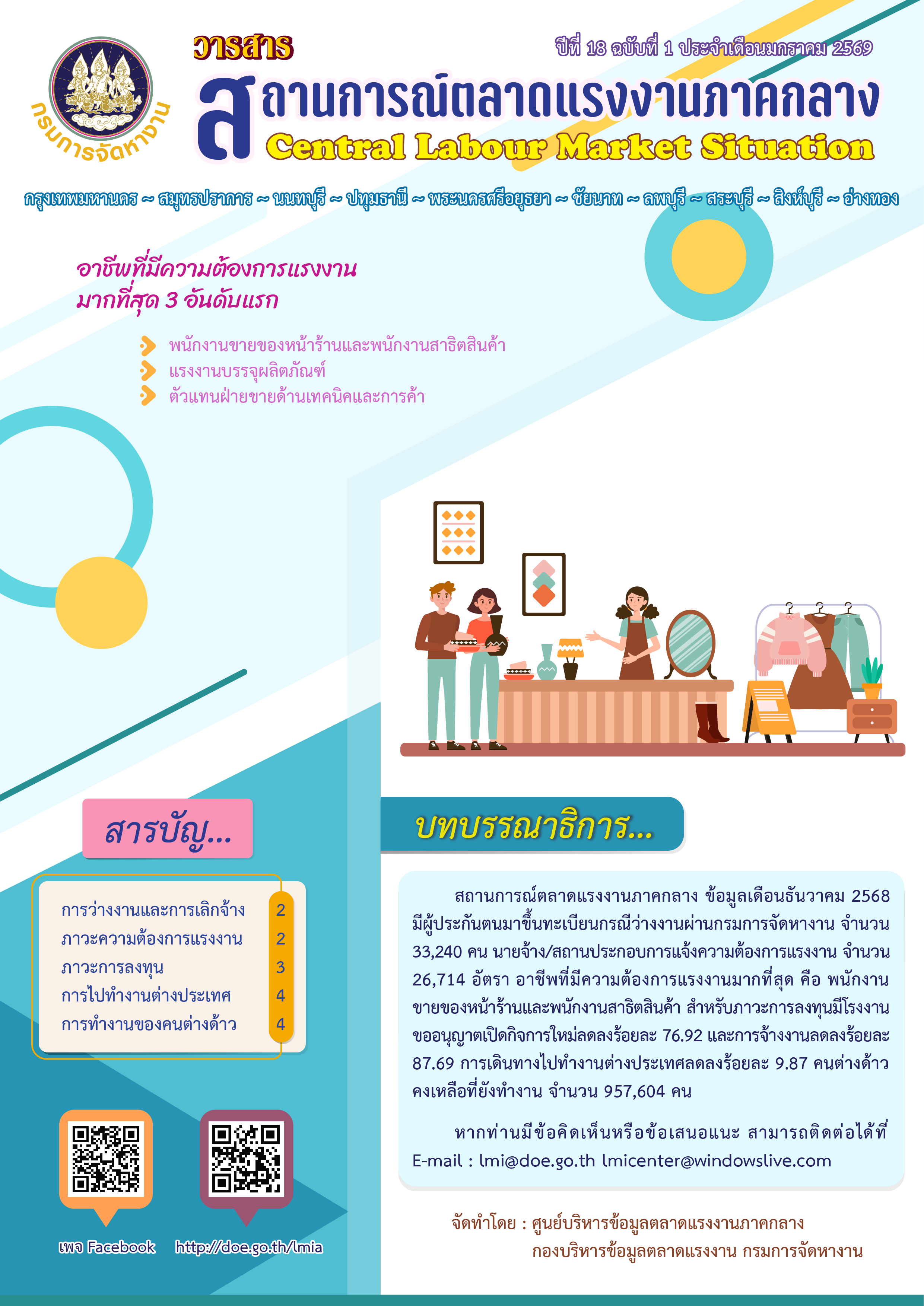 วารสารสถานการณ์ตลาดแรงงานภาคกลาง ประจำเดือนมกราคม 2569