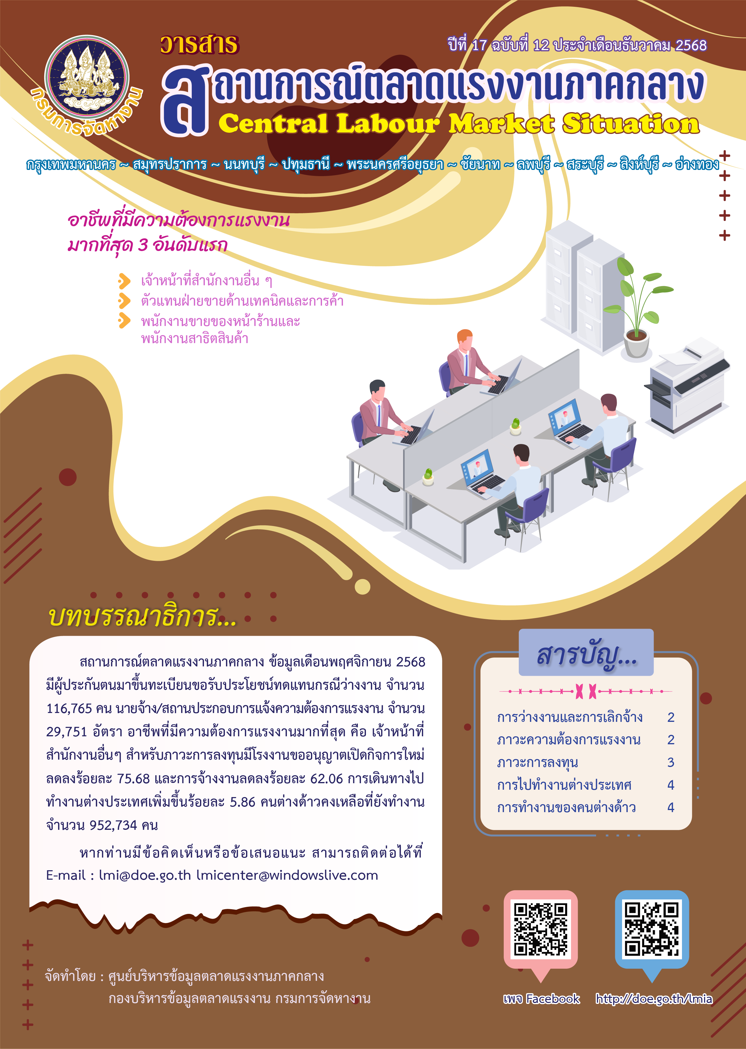 วารสารสถานการณ์ตลาดแรงงานภาคกลาง ประจำเดือนธันวาคม 2568