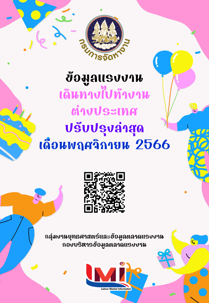 ข้อมูลแรงงานเดินทางไปทำงานต่างประเทศ ประจำเดือนพฤศจิกายน 2566