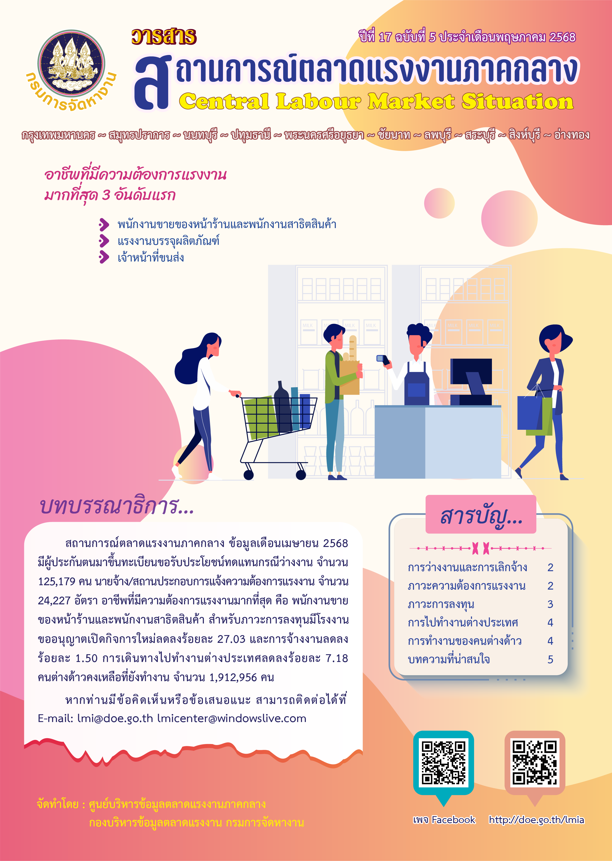วารสารสถานการณ์ตลาดแรงงานภาคกลาง ประจำเดือนพฤษภาคม 2568
