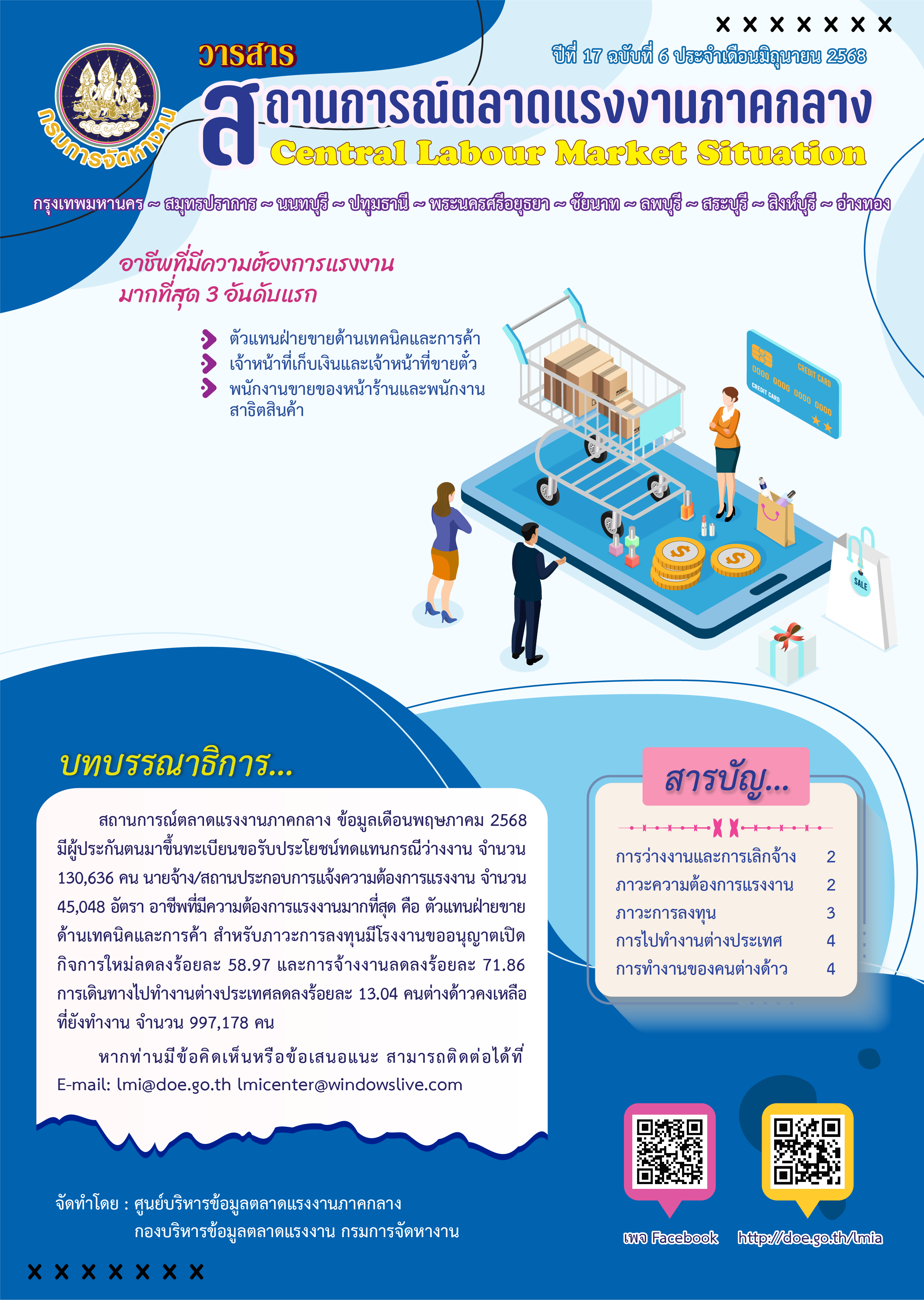 วารสารสถานการณ์ตลาดแรงงานภาคกลาง ประจำเดือนมิถุนายน 2568