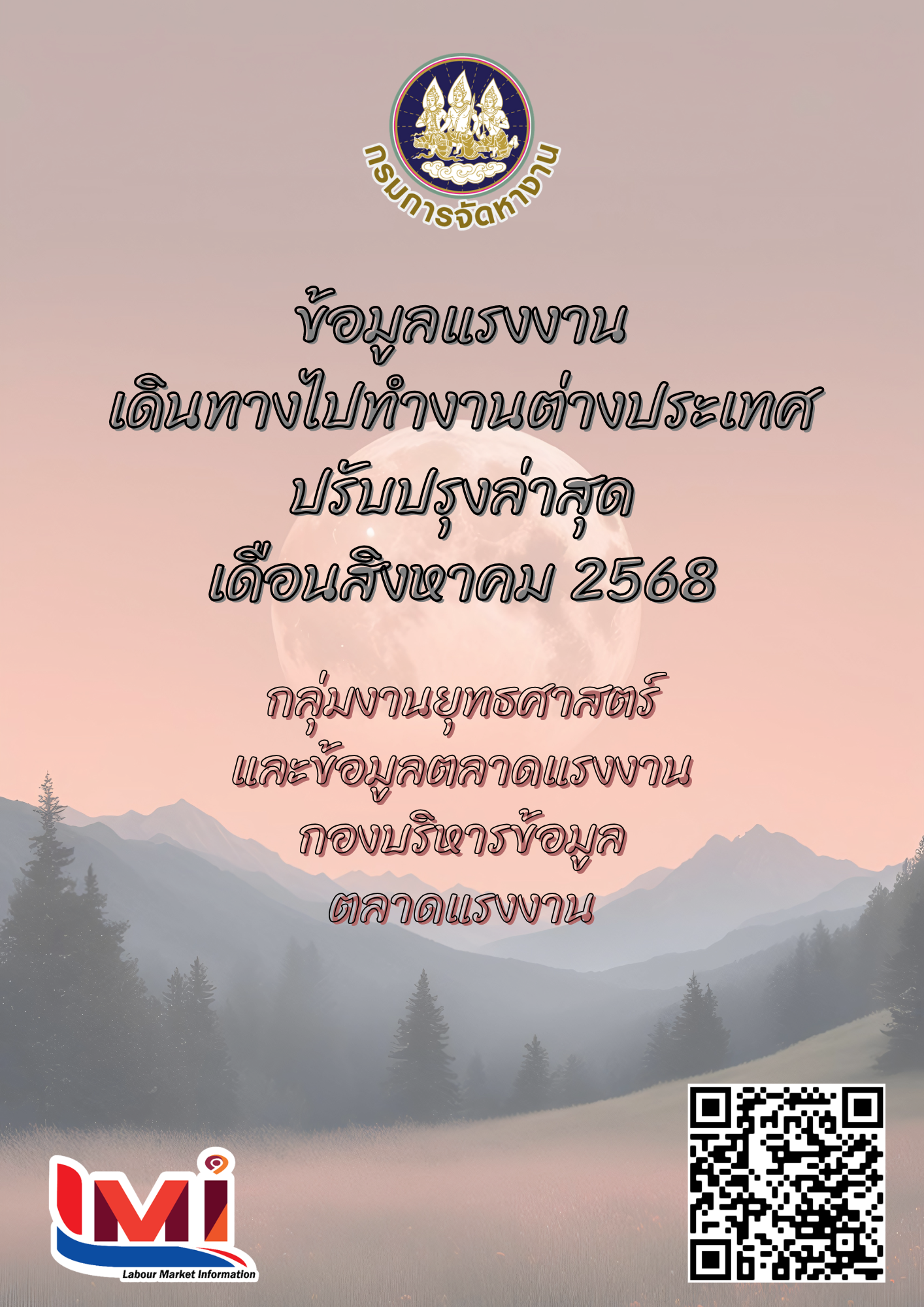 ข้อมูลแรงงานเดินทางไปทำงานต่างประเทศ ประจำเดือนสิงหาคม 2568