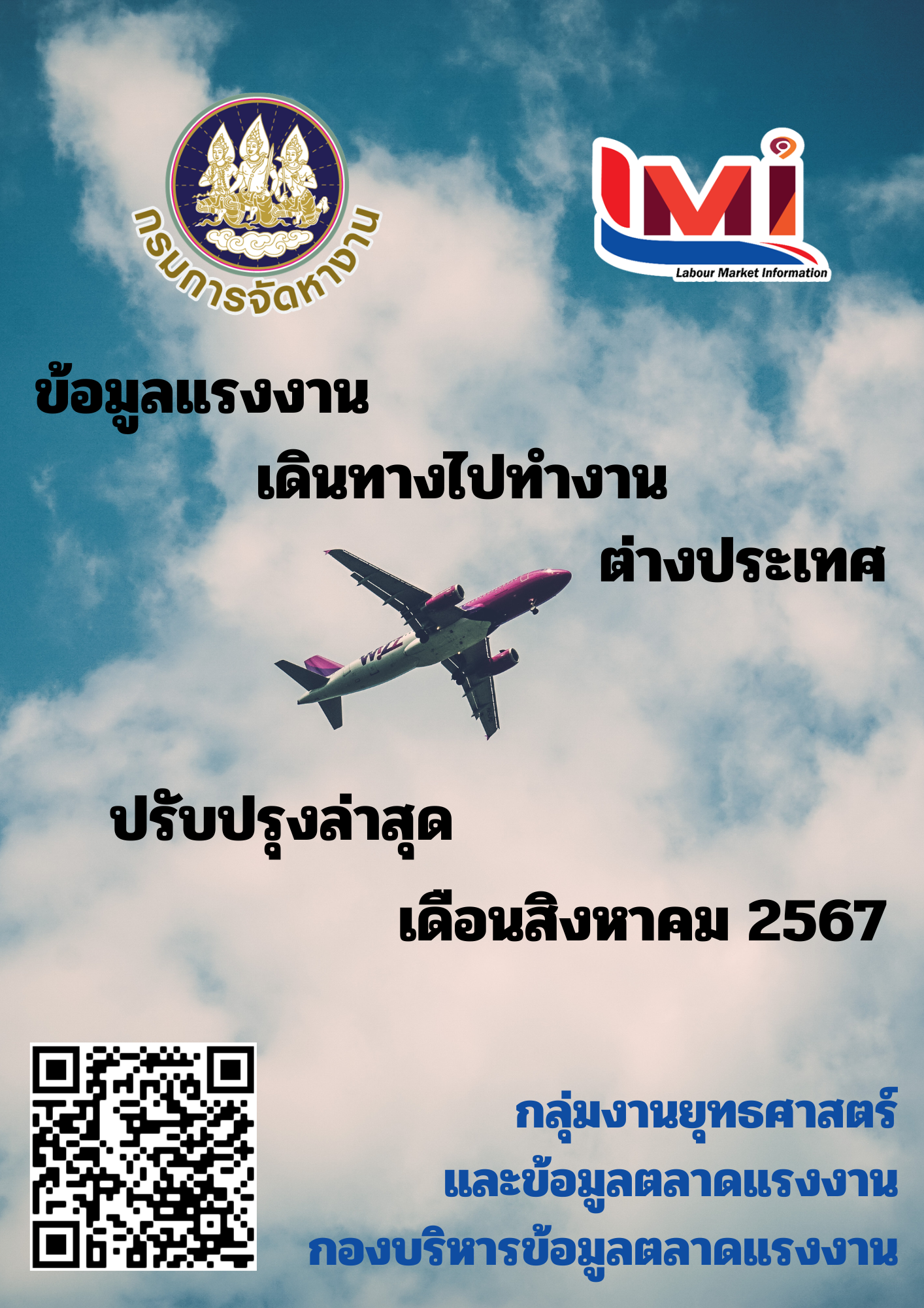 ข้อมูลแรงงานเดินทางไปทำงานต่างประเทศ ประจำเดือนสิงหาคม 2567