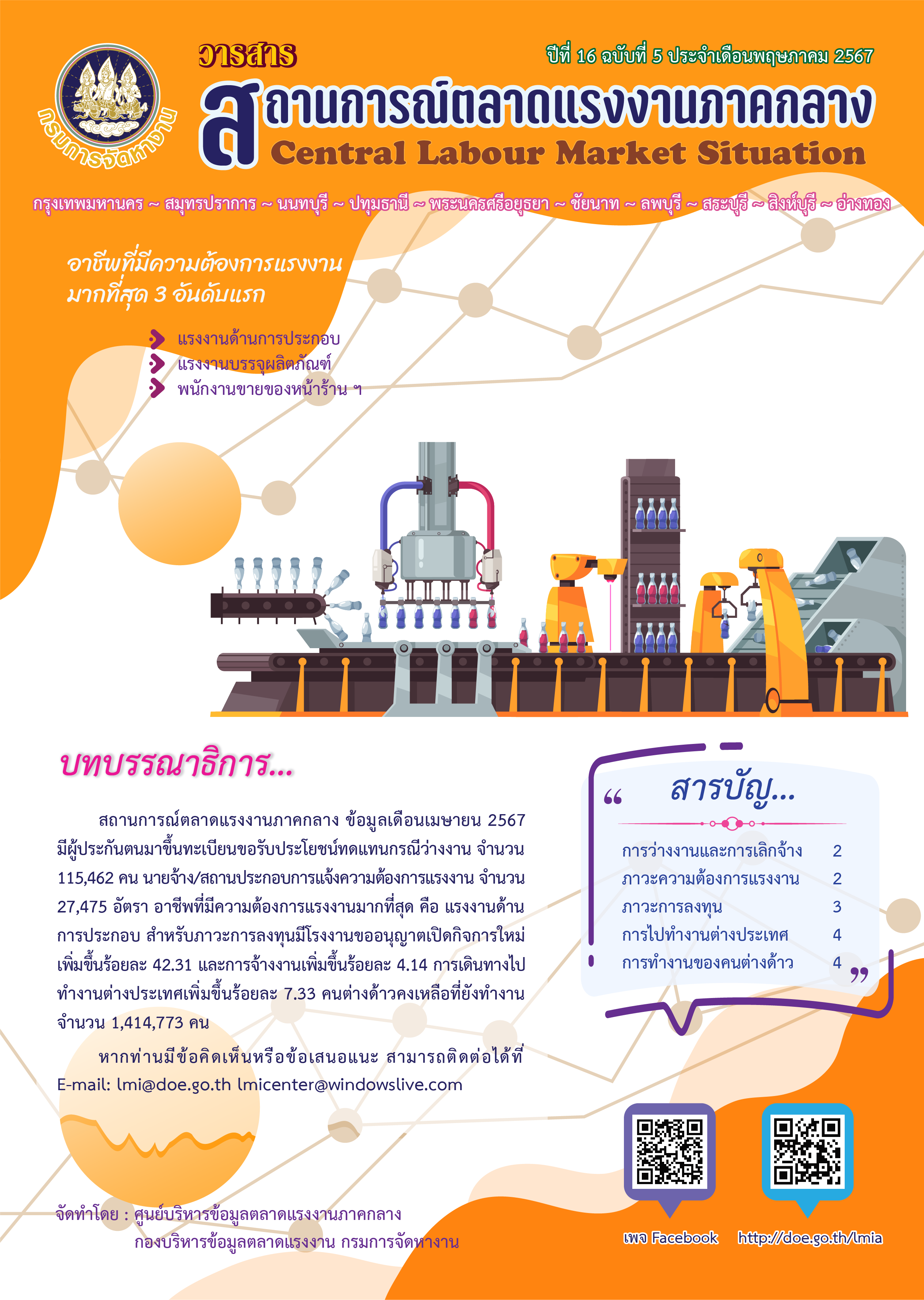 วารสารสถานการณ์ตลาดแรงงานภาคกลาง ประจำเดือนพฤษภาคม 2567