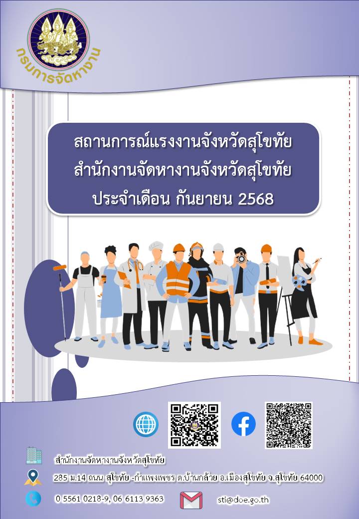 ข่าวสารตลาดแรงงาน สำนักงานจัดหางานจังหวัดสุโขทัย ประจำเดือนกันยายน 2568